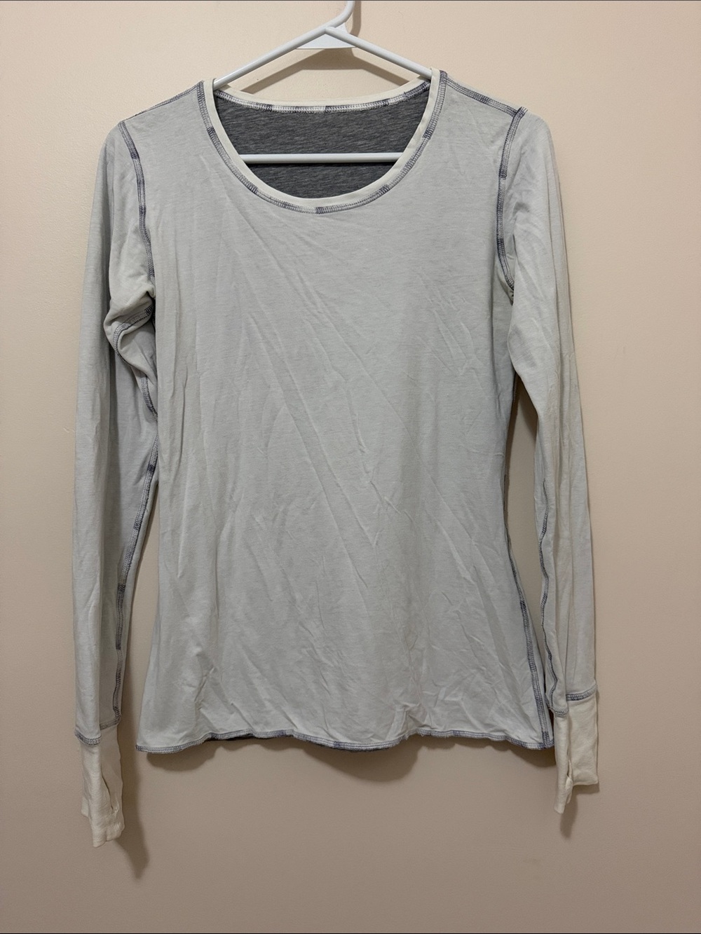 lululemon athletica Gray Long Sleeve Tee with Cream Cuffs